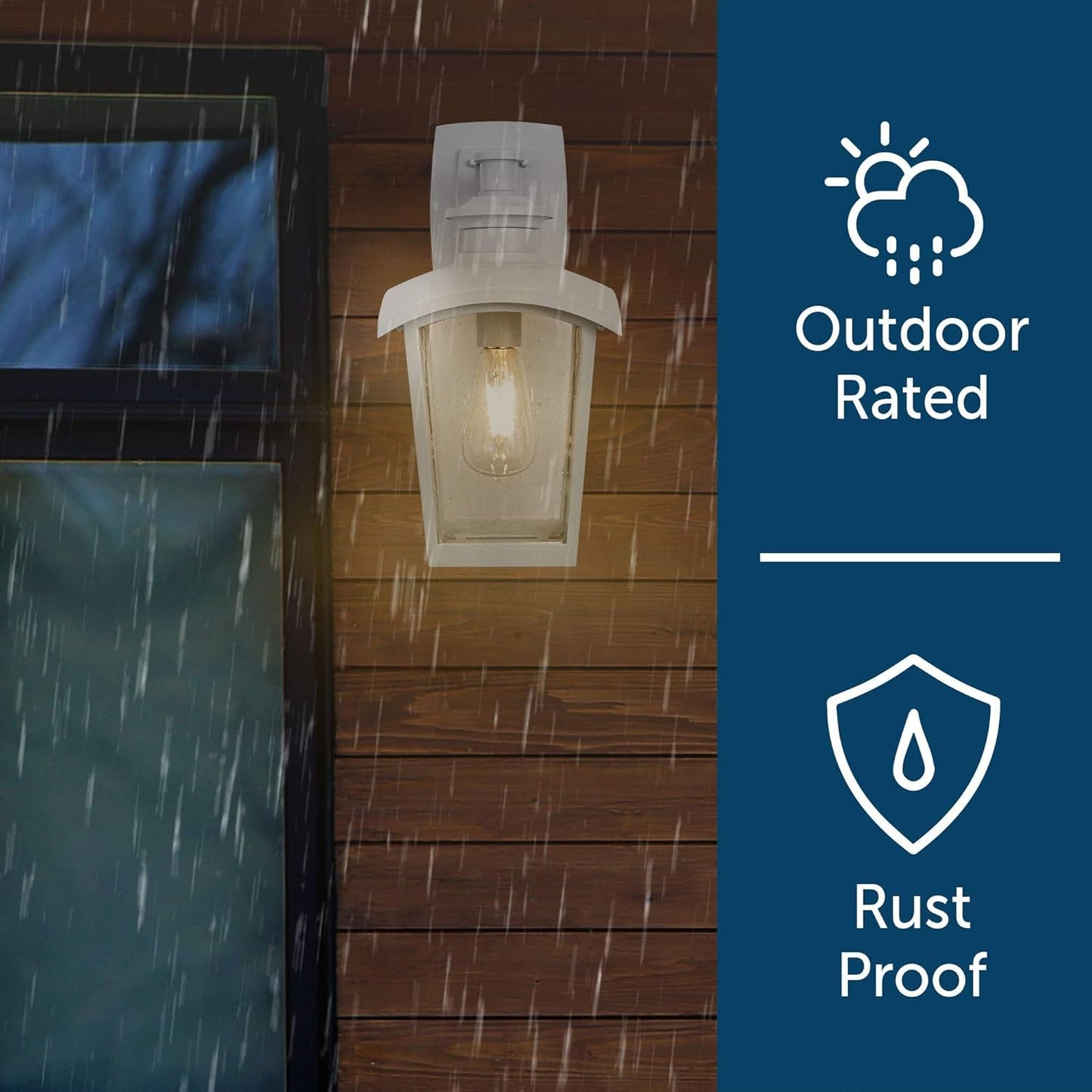 31856 Spence 1 - Light Outdoor Wall Lantern with Seeded Glass and Built - In GFCI Outlet, White - Rtigos