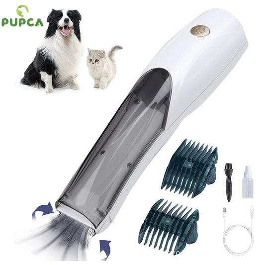 Portable Pet Vacuum hair Clipper 3 Speed Switch Rechargeable Dog hair Remover Grooming for Dog hairs and Cat Electric push shear - Rtigos
