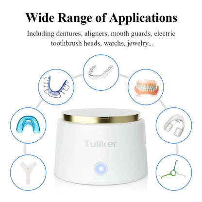 Tullker Household Ultrasonic Retainer Cleaner for Denture Jewelry Braces Cleaning with UV Light - Rtigos