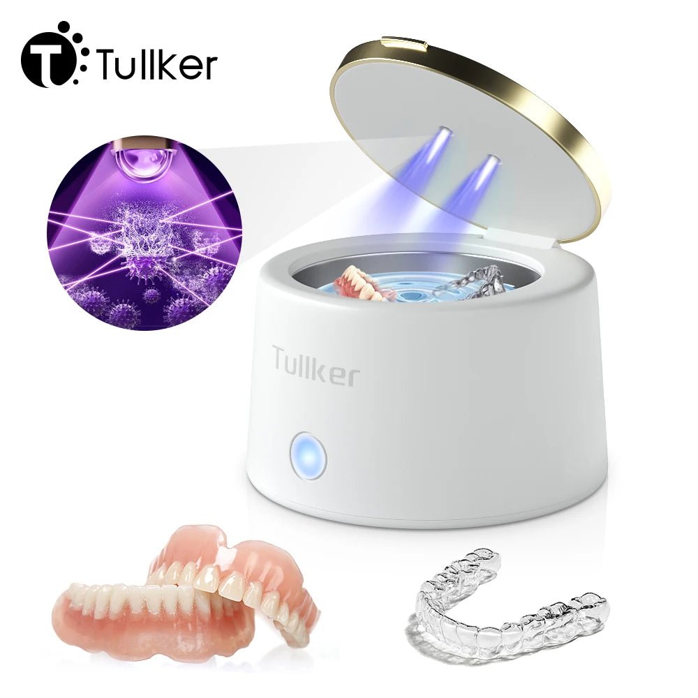 Tullker Household Ultrasonic Retainer Cleaner for Denture Jewelry Braces Cleaning with UV Light - Rtigos